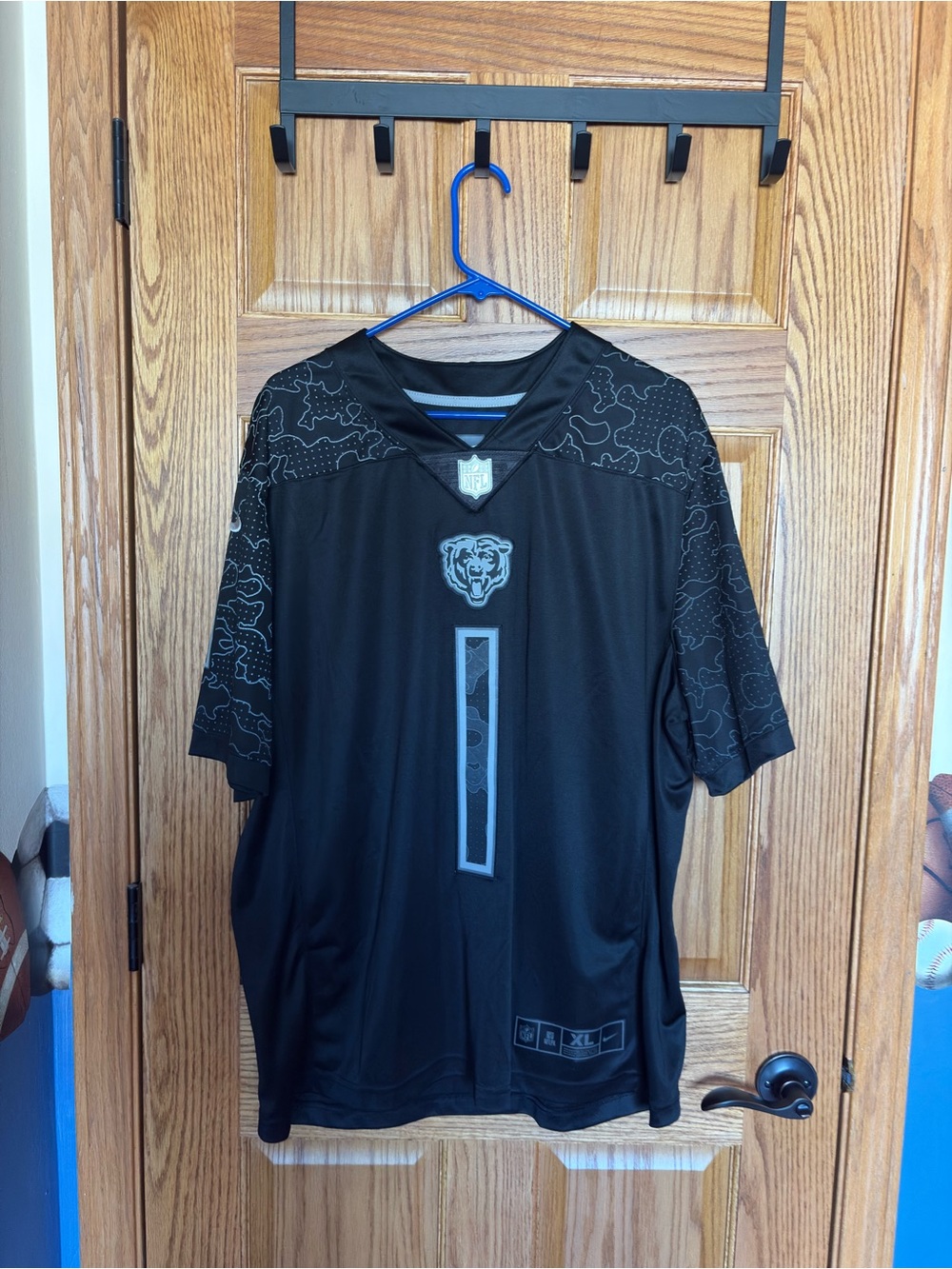 Chicago Bears Justin Fields Men's Black Football Jersey - #1